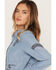 Image #2 - Blue B Women's Light Wash Western Embroidered Long Sleeve Pearl Snap Shirt, Light Wash, hi-res