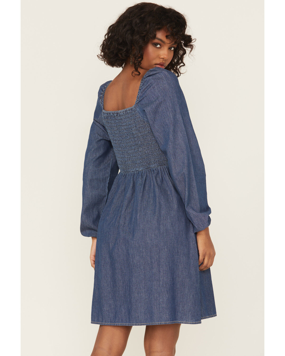 Image #4 - Wrangler Retro Women's Dark Wash Long Sleeve Denim Mini Dress, Dark Wash, hi-res