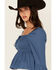 Image #2 - Ash & Violet Women's Smocked Front Bell Sleeve Top, Teal, hi-res