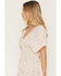 Image #2 - Angie Women's Ditsy Floral Print Short Sleeve Mini Dress, Ivory, hi-res