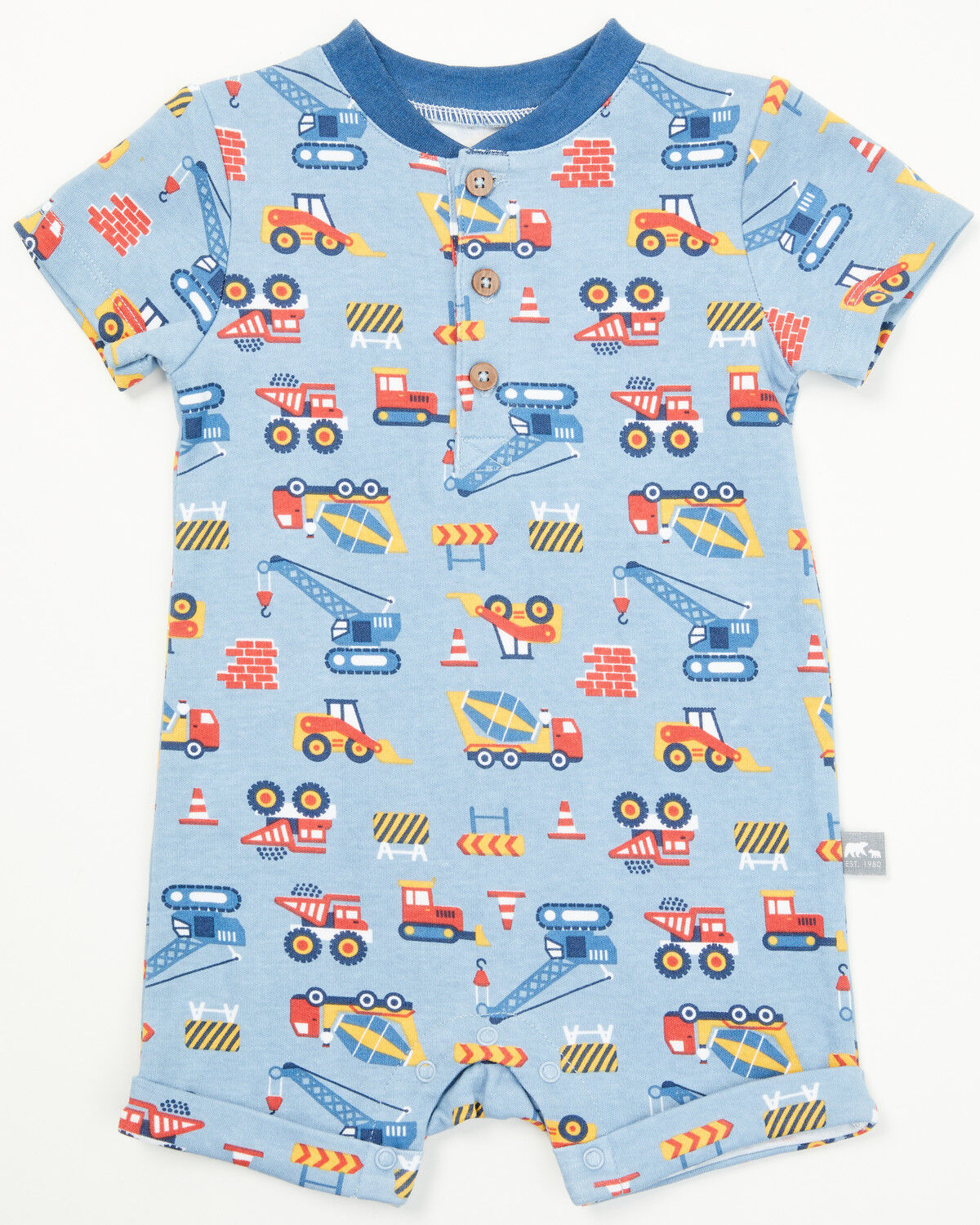 Image #1 - Rugged Bear Infant Boys' Construction Print Onesie, Blue, hi-res