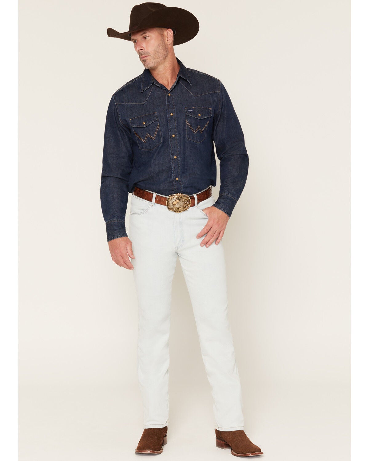Wrangler Men's 936 Toughlite Light Wash Cowboy Cut Slim Straight Stretch Denim Jeans, Light Wash, hi-res