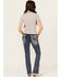 Image #1 - Grace In LA Women's Medium Wash Floral Paisley Embroidered Mid Rise Bootcut Stretch Denim Jeans, Medium Wash, hi-res