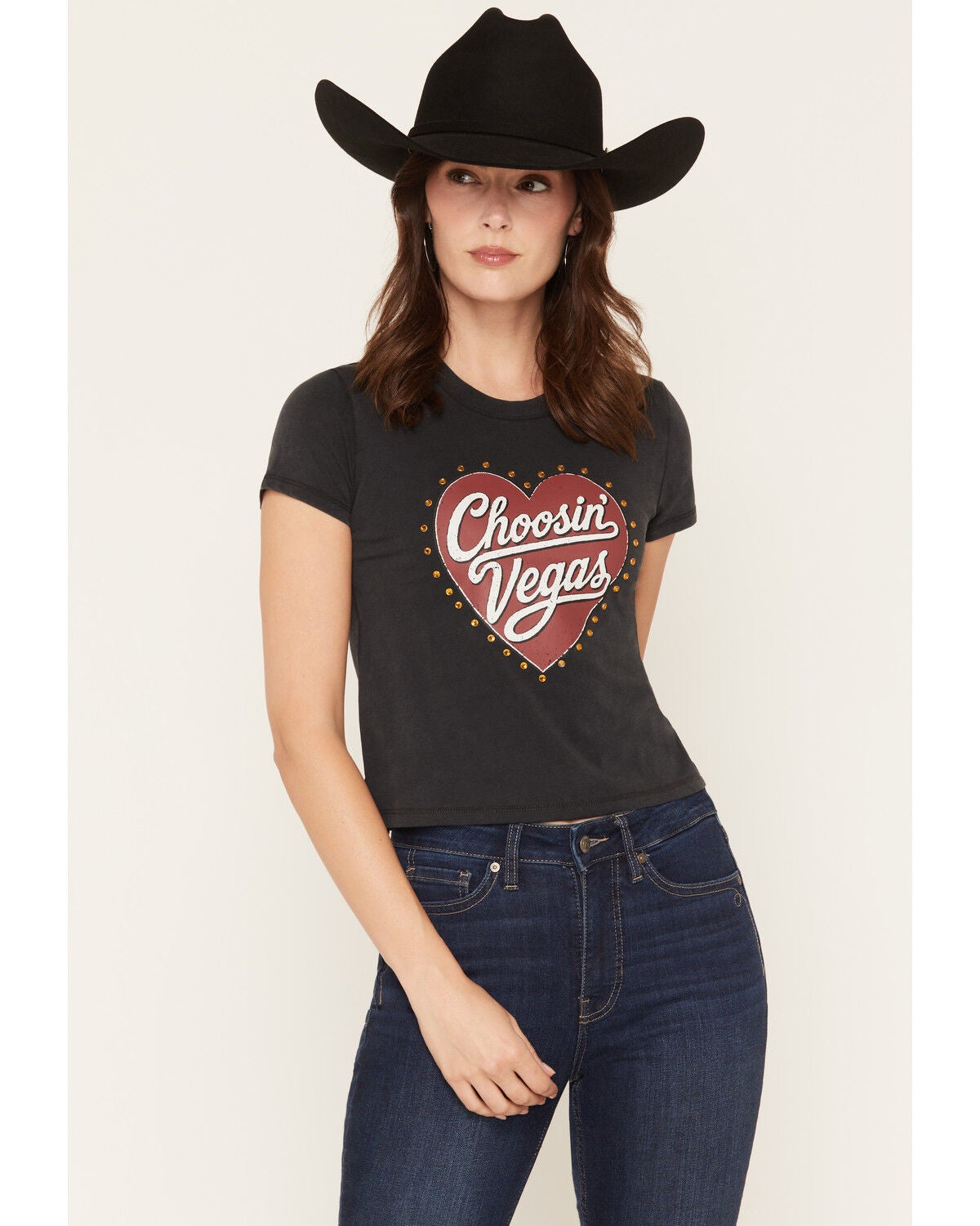 Blue Life Women's Choosin' Vegas Short Sleeve Graphic Tee, Black, hi-res