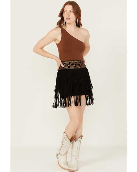 Image #3 - Shyanne Women's Decorated Waist Fringe Skirt , Black, hi-res