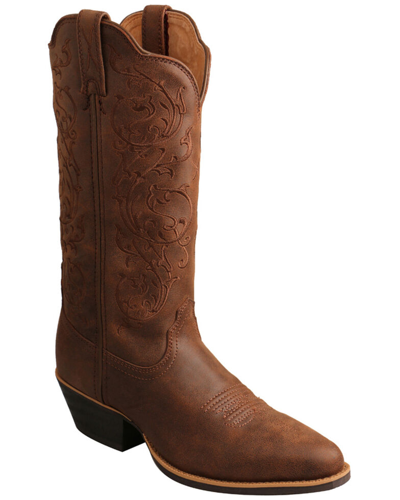 Twisted X Women's Tooled Shaft Western Boots - Round Toe, Brown, hi-res
