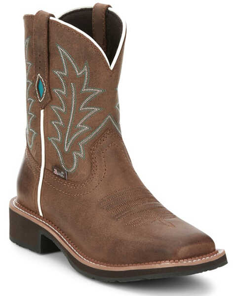 Justin Women's Ema Short Western Boots - Broad Square Toe, Brown, hi-res