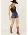 Image #1 - Idyllwind Women's Ellie Patch Dark Wash High Rise Stretch Denim Shorts, Dark Wash, hi-res