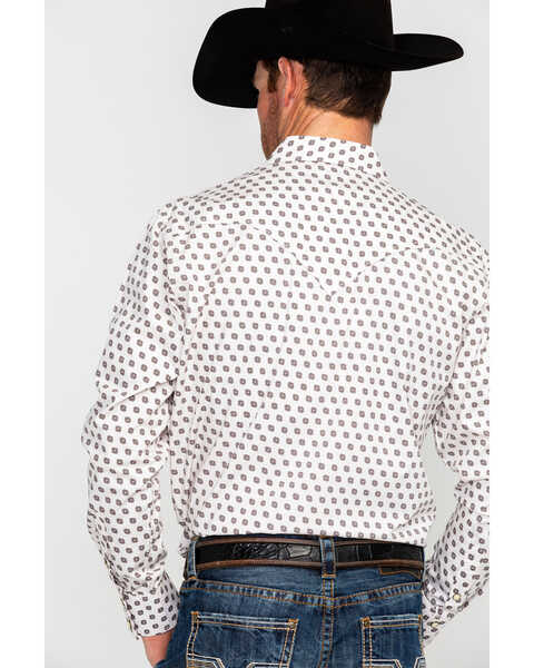 Image #2 - Rock & Roll Denim Men's Crinkle Washed Poplin Print Long Sleeve Western Shirt , Cream, hi-res