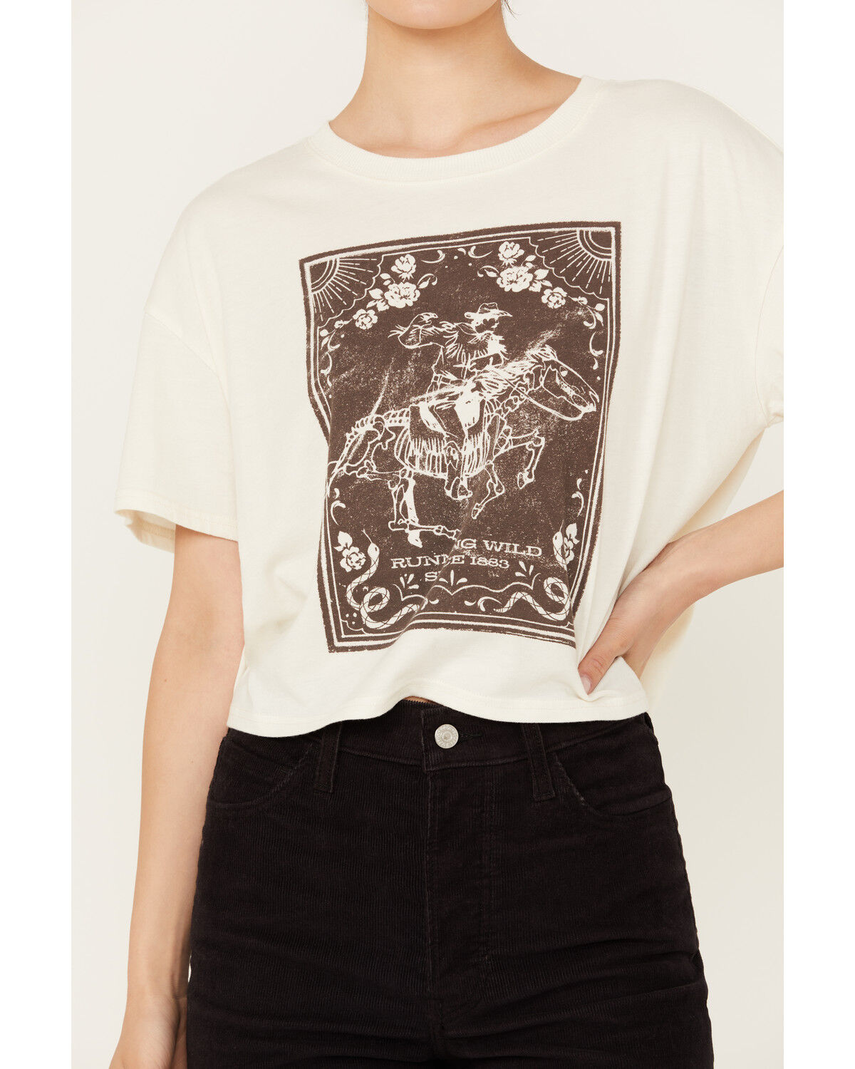 Image #3 - White Crow Women's Run Wild Short Sleeve Graphic Tee, Ivory, hi-res