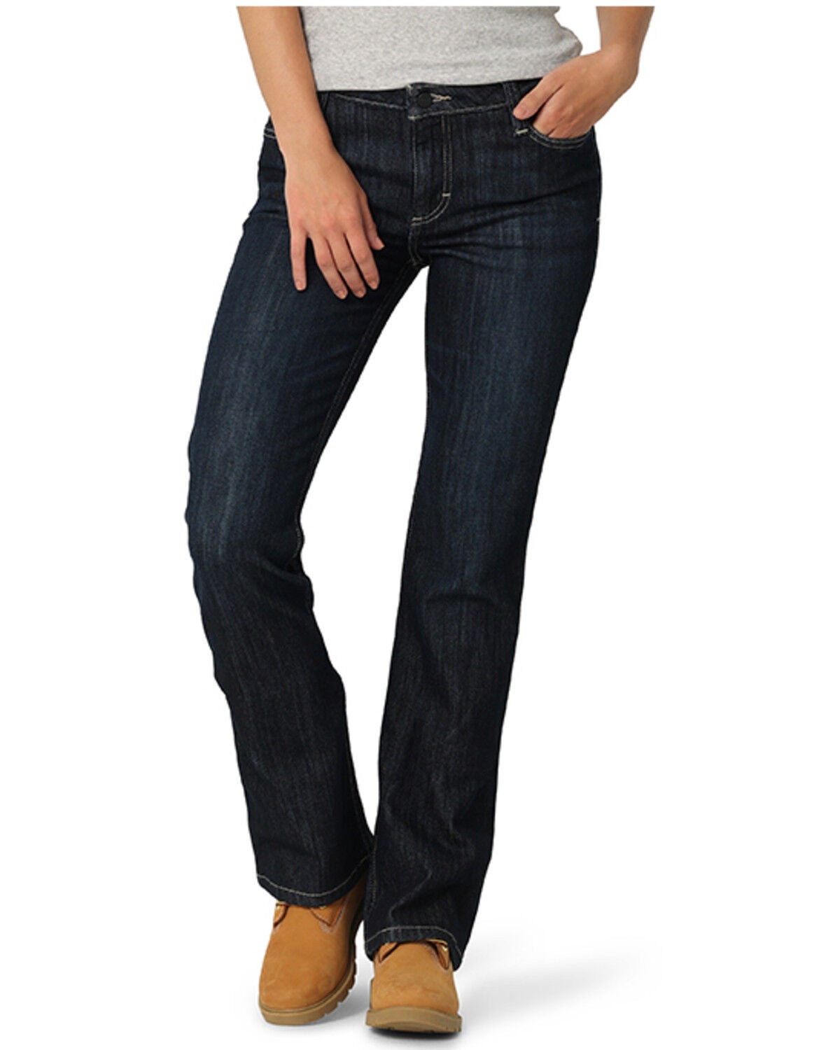 Wrangler Women's FR Mae Cherry Point Dark Wash Bootcut Work Jeans, Indigo, hi-res