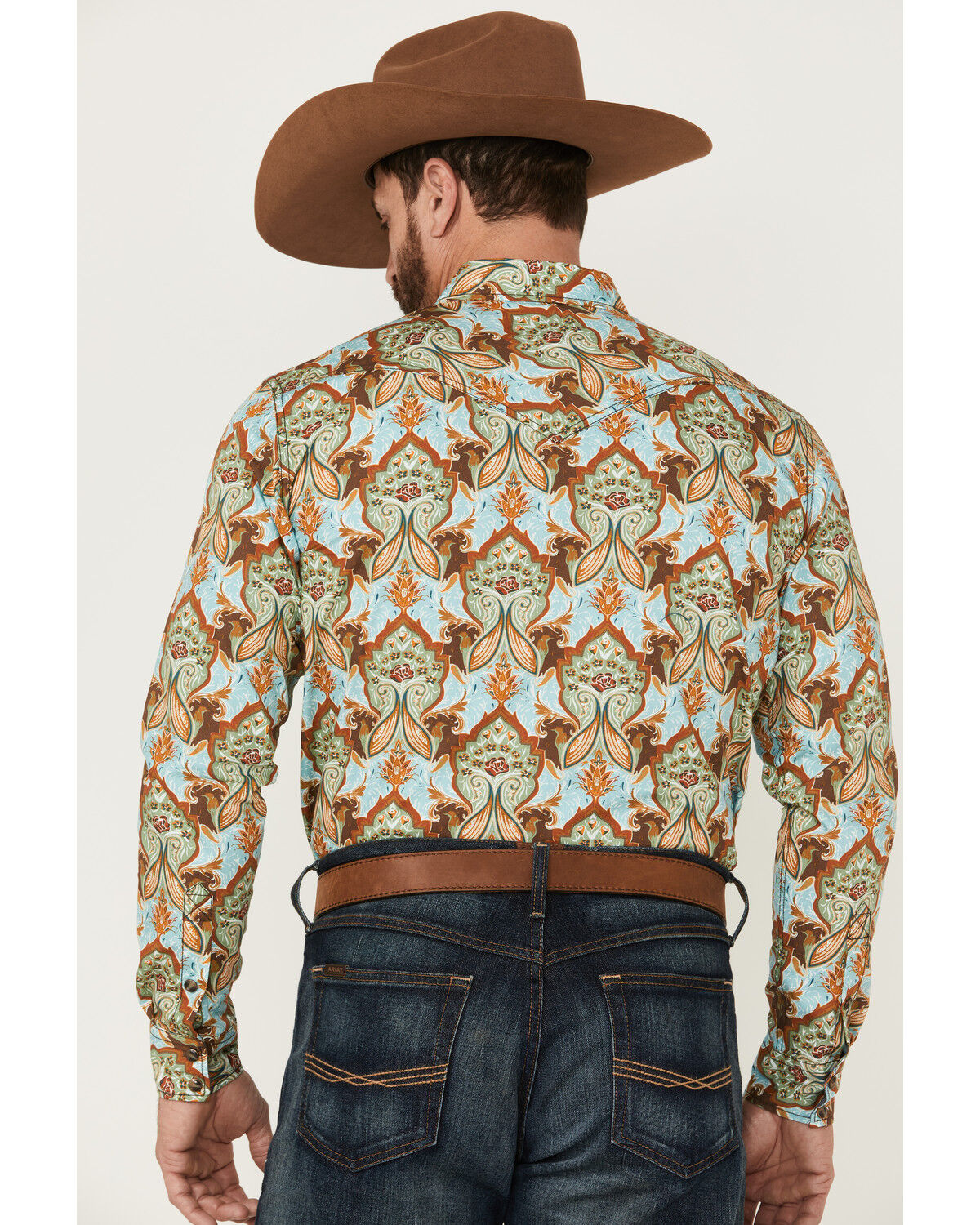 Image #4 - Cody James Men's Rushmore Print Long Sleeve Snap Western Shirt, Turquoise, hi-res