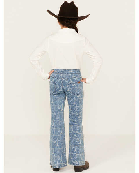 Image #3 - Rock & Roll Denim Girls' Medium Wash Conversation Print Flare Jeans, Medium Wash, hi-res