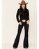 Image #3 - Wrangler Women's Long Sleeve Snap Stretch Western Top, Black, hi-res