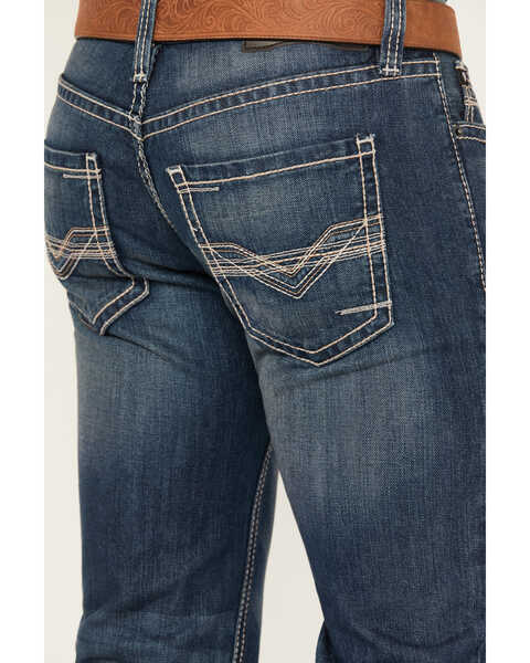 Image #2 - Rock & Roll Denim Men's Pistol Dark Vintage Wash Stackable Bootcut Rigid Denim Jeans, Dark Medium Wash, hi-res