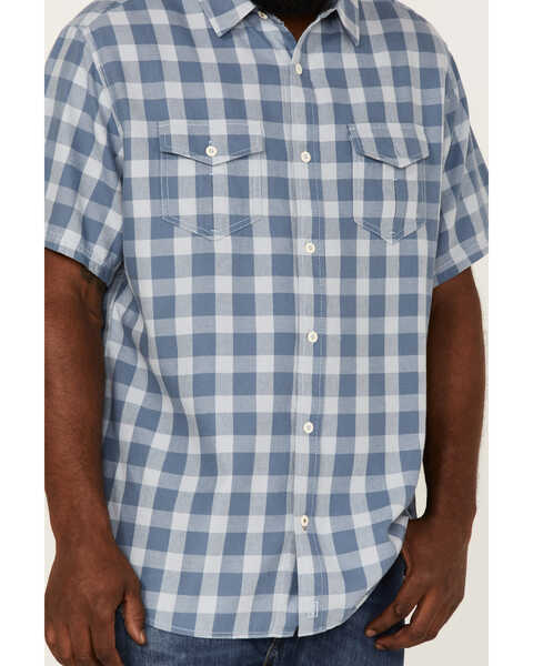 Image #3 - Brothers and Sons Men's Buffalo Check Plaid Short Sleeve Button Down Western Shirt , Indigo, hi-res