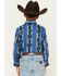 Image #4 - Wrangler Boys' Southwestern Striped Long Sleeve Pearl Snap Western Shirt, Blue, hi-res