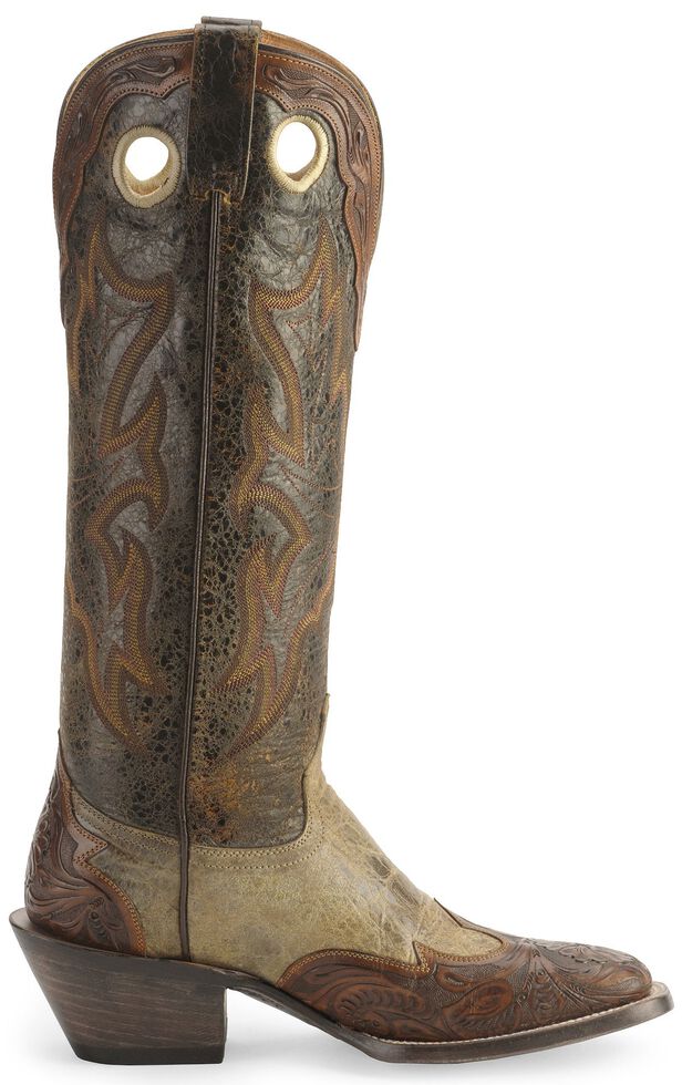 Stetson Tooled Wingtip Buckaroo Cowboy Boots - Wide Square Toe, , hi-res