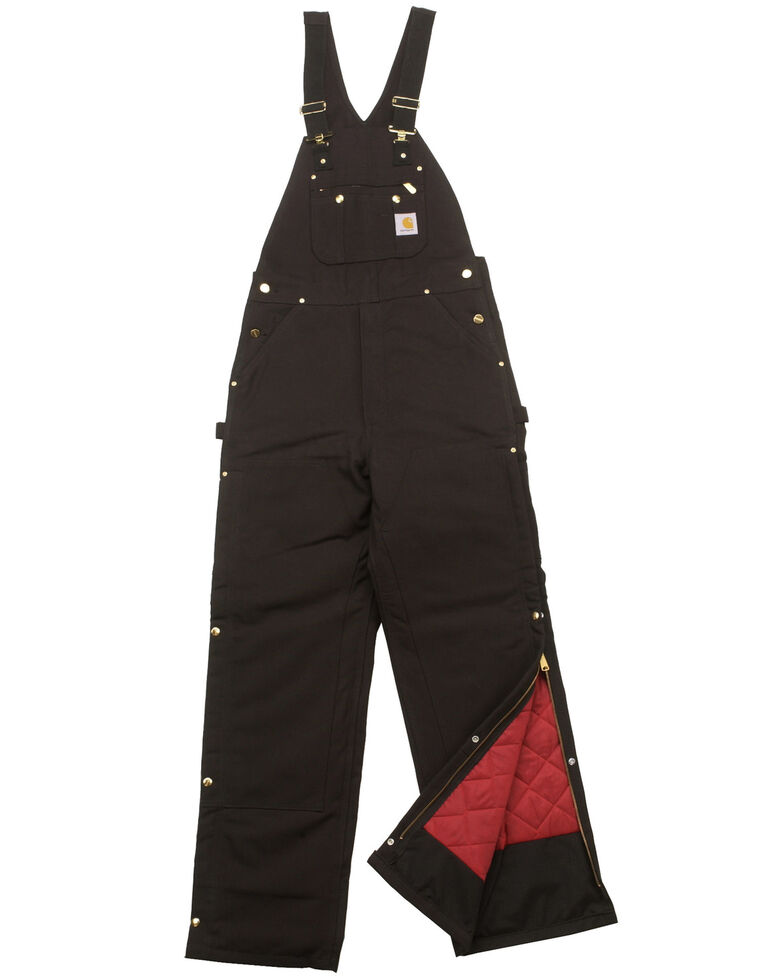 Carhartt Quilt Lined Zip To Thigh Bib Overalls - Big & Tall, Black, hi-res
