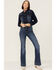 Image #4 - Shyanne Women's Southwestern Embroidered Cropped Denim Jacket, Dark Wash, hi-res