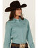 Image #2 - Cinch Women's Printed Long Sleeve Button-Down Western Shirt, Light Blue, hi-res
