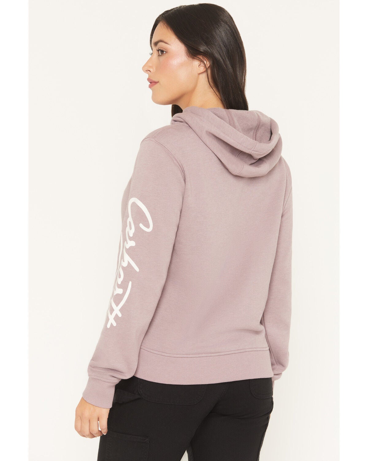 Image #4 - Carhartt Women's Sawyer Script Midweight Relaxed Fit Hoodie, Berry, hi-res