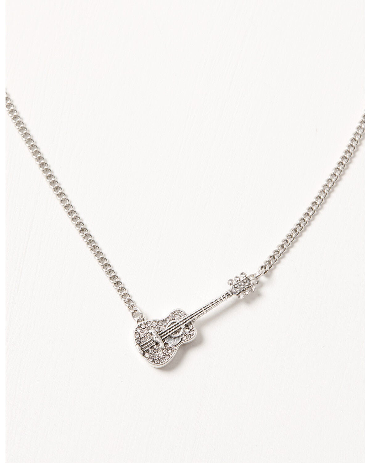 Image #1 - Lainey Wilson Women's Pav&eacute; Guitar Pendant Necklace, Silver, hi-res