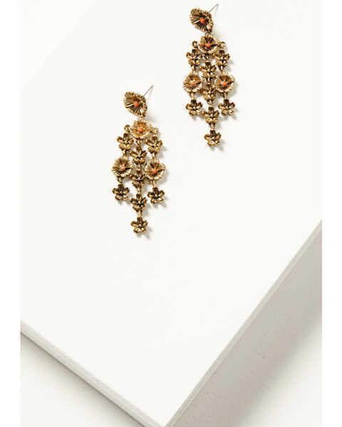 Image #1 - Shyanne Women's Golden Hour Floral Drop Earrings, Gold, hi-res