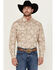 Image #1 - George Strait Wrangler Men's Floral Print Long Sleeve Pearl Snap Stretch Western Shirt, Sage, hi-res