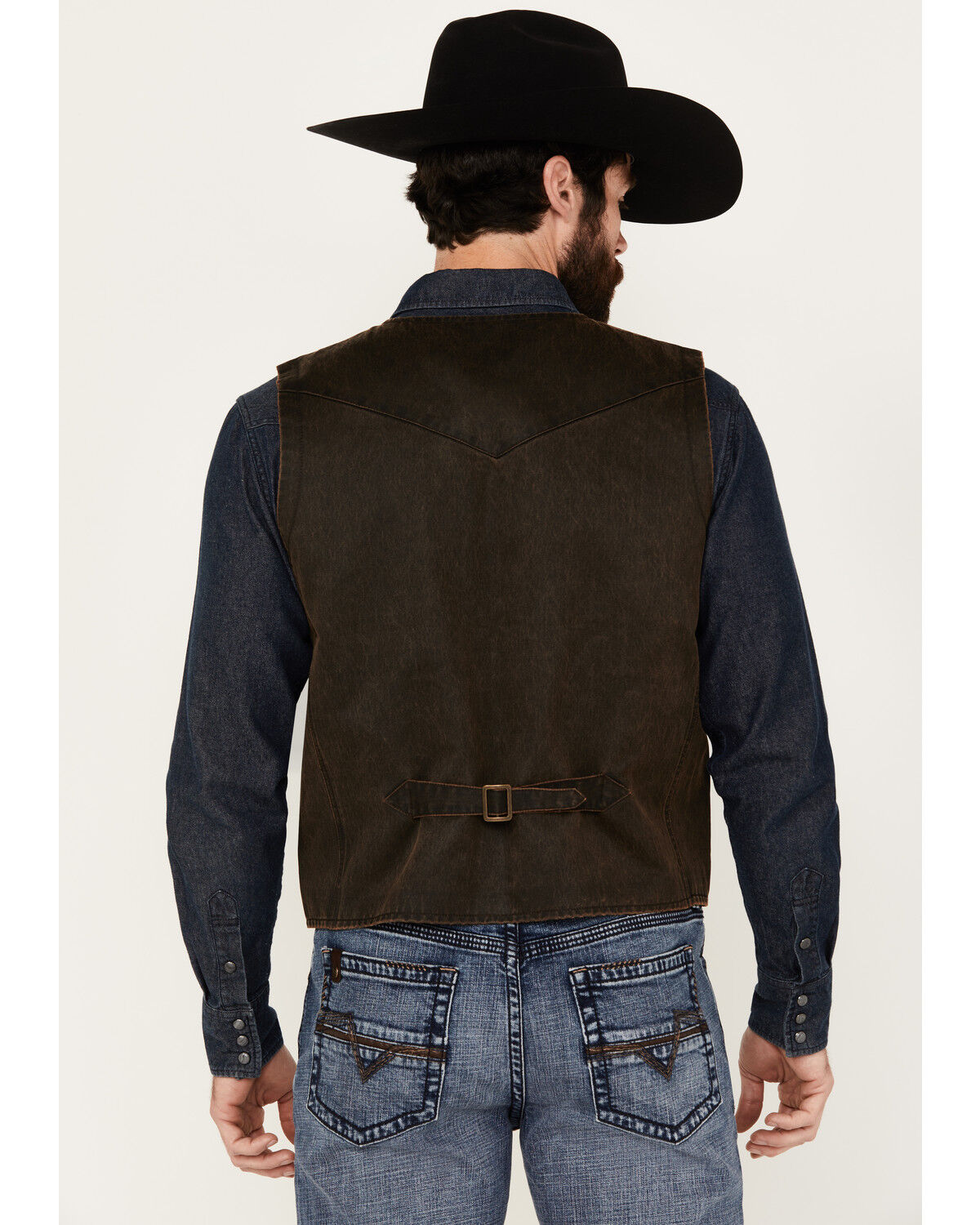 Image #4 - Cody James Men's Pancho Villa Oilskin Button-Front Western Vest, Brown, hi-res