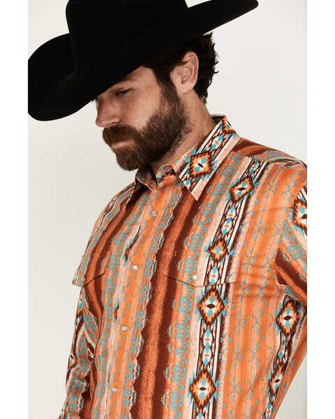 Image #2 - Wrangler Men's Checotah Long Sleeve Snap Western Shirt - Big , Rust Copper, hi-res
