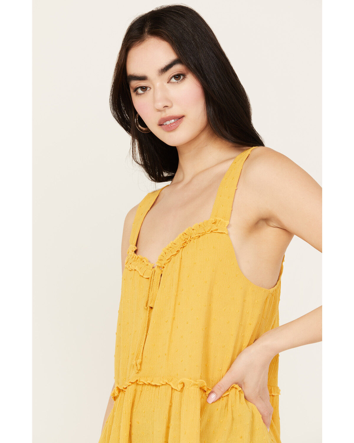 Image #2 - Trixxi Women's Swiss Dot Tank, Mustard, hi-res