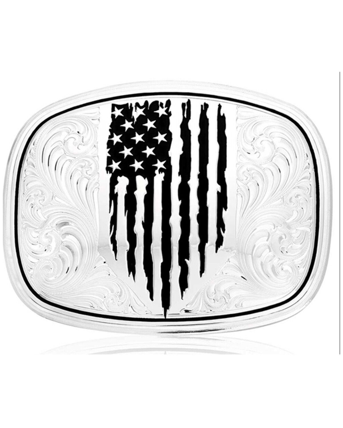 Montana Silversmiths Men's American Made Strength Belt Buckle, Silver, hi-res