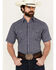 Image #1 - Ely Walker Men's Plaid Print Short Sleeve Snap Western Shirt, Navy, hi-res