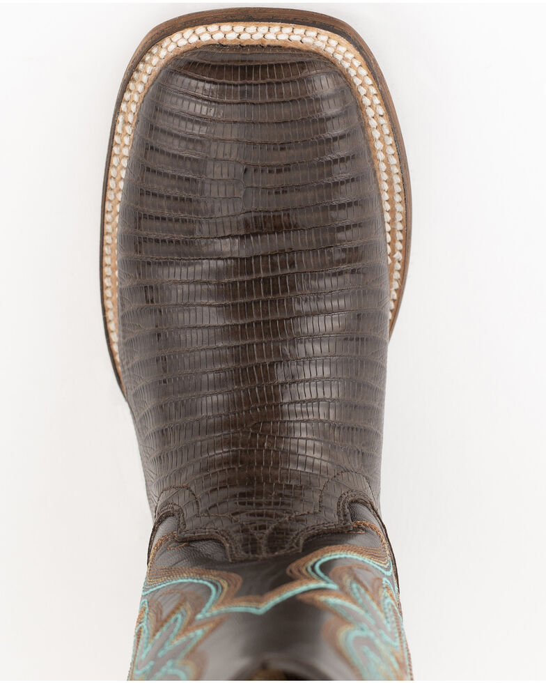 Ferrini Teju Lizard Cowgirl Boots - Wide Square Toe, Chocolate, hi-res