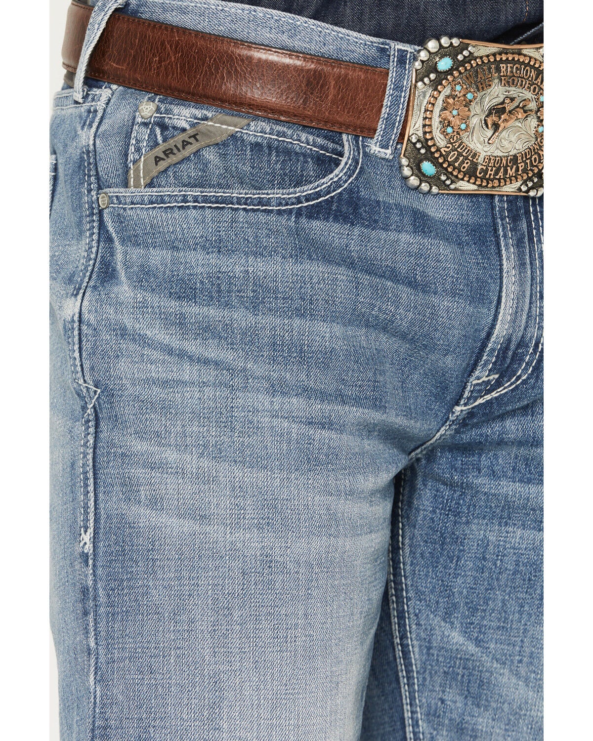 Image #2 - Ariat Men's M2 Kash Chet Light Wash Relaxed Straight Denim Jeans, Light Wash, hi-res