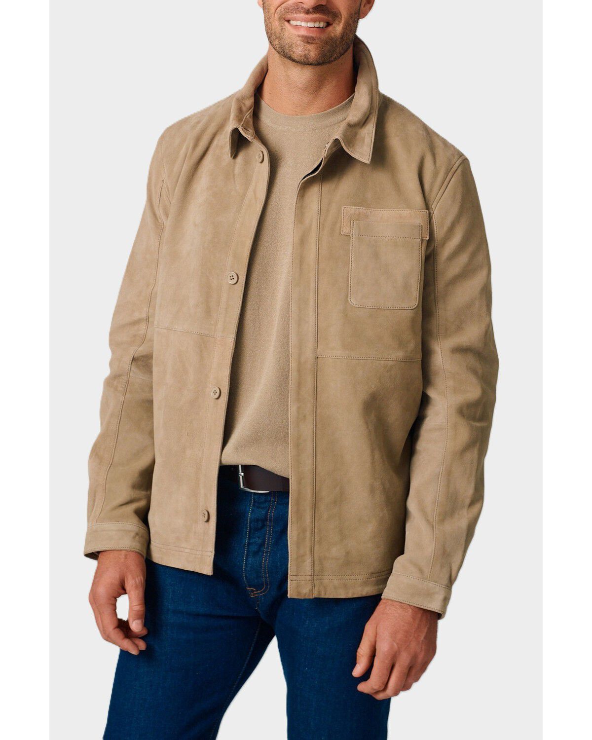 Image #1 - Mauritius Leather Men's Jardon Suede Leather Jacket, Oatmeal, hi-res