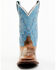 Laredo Women's Darla Embroidered Burnished Leather Western Performance Boots - Broad Square Toe, Light Blue, hi-res