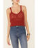 Image #3 - HYFVE Women's Ribbed Bottom Crochet Crop Cami, Rust Copper, hi-res