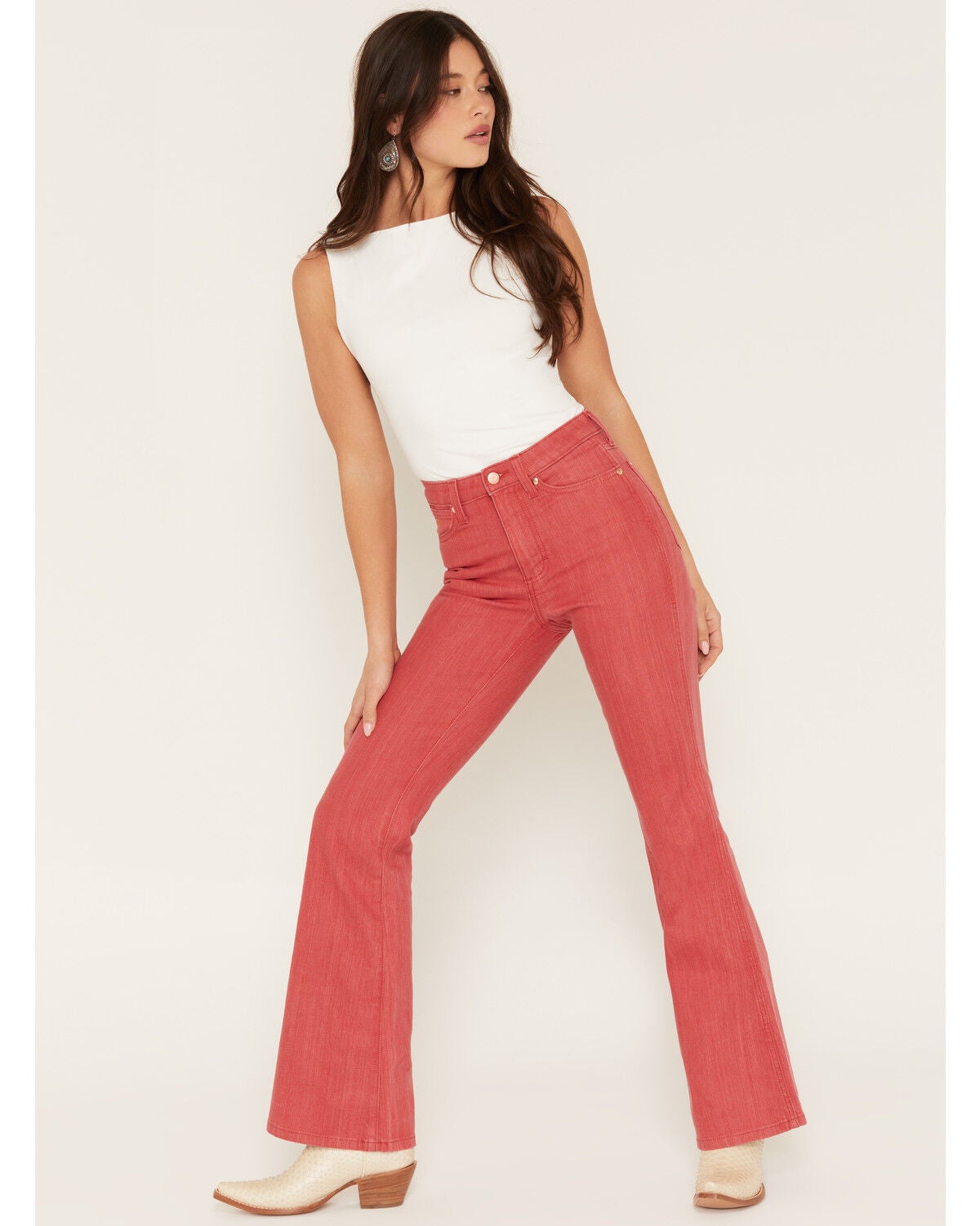 Wrangler X Lainey Wilson Women's High Rise Slim Flare Stretch Denim Jeans, Multi, hi-res