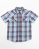 Image #1 - Cody James Toddler Boys' Plaid Print Short Sleeve Snap Western Shirt, Light Blue, hi-res