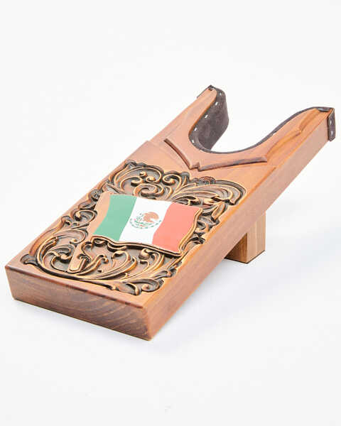 Image #2 - Boot Barn Mexican Flag Tooled Boot Jack, Brown, hi-res