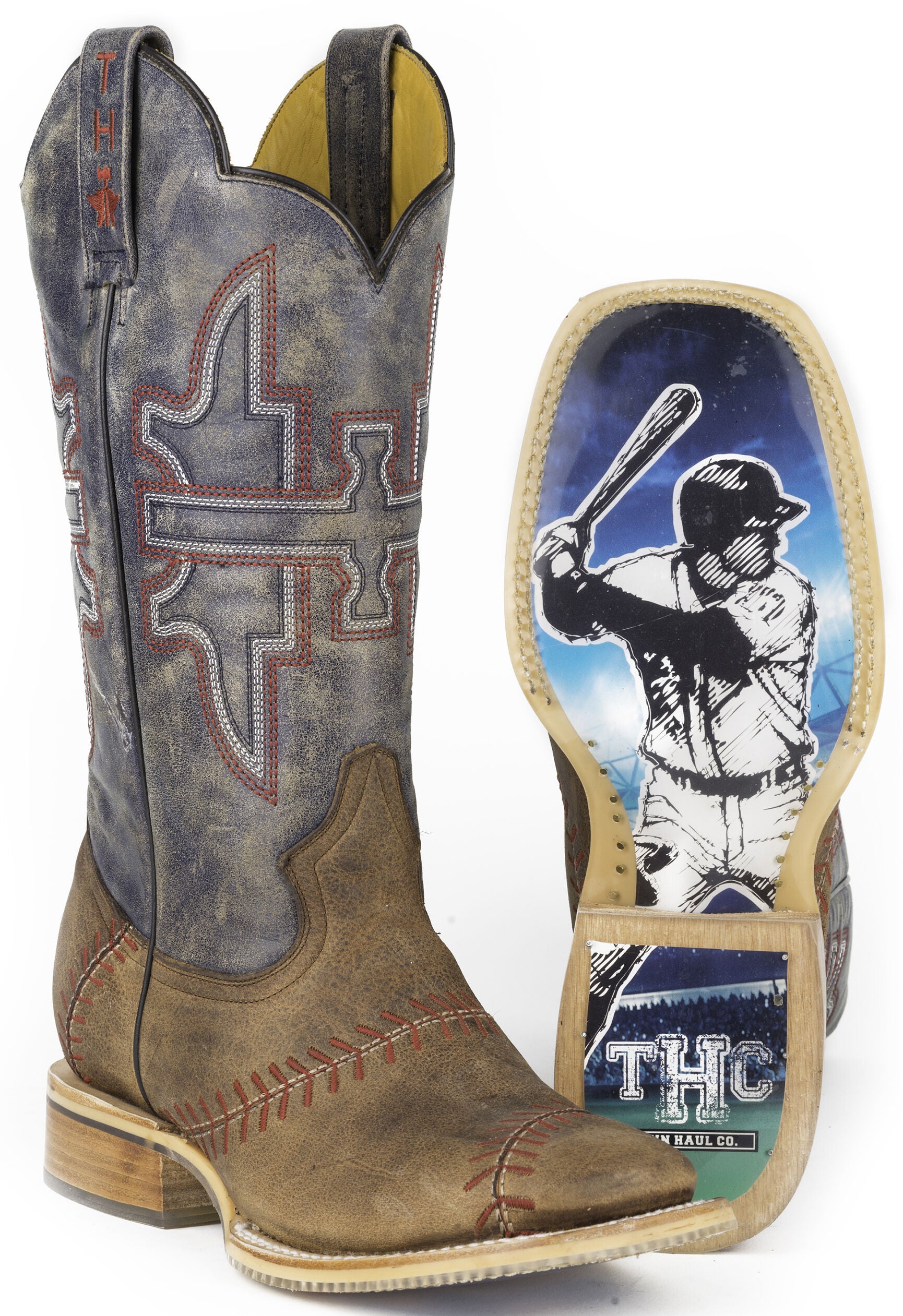 Tin Haul Men's Slugger Western Boots - Broad Square Toe, Tan, hi-res