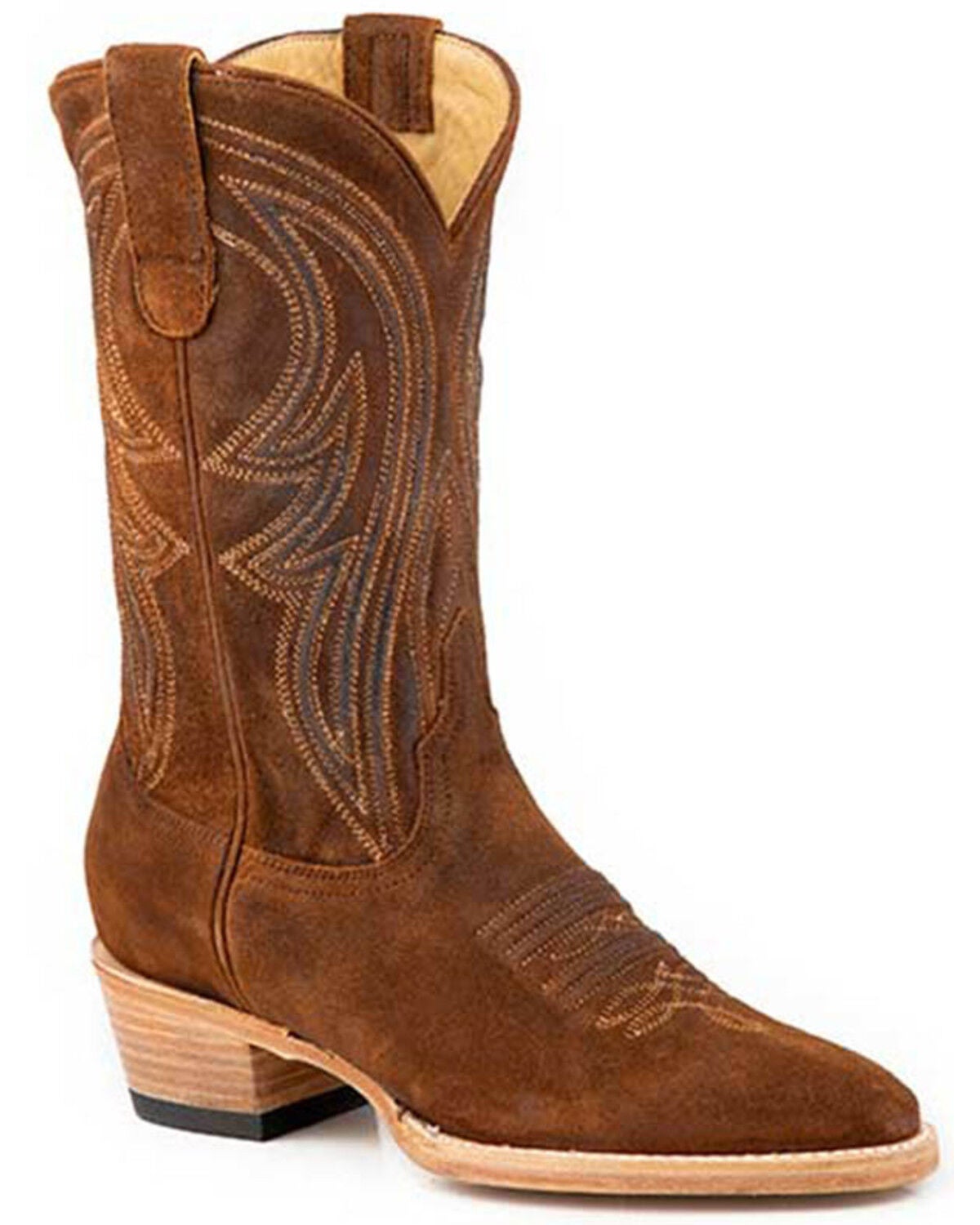 Stetson Women's Nora Suede Western Boots - Round Toe, Tan, hi-res