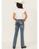 Image #3 - Grace in LA Girls' Medium Wash Floral Embroidered Stretch Bootcut Jeans , Medium Wash, hi-res