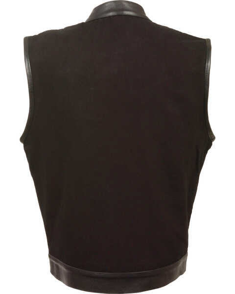 Image #2 - Milwaukee Leather Men's Denim Leather Trim Club Style Vest - Big 3X, Black, hi-res