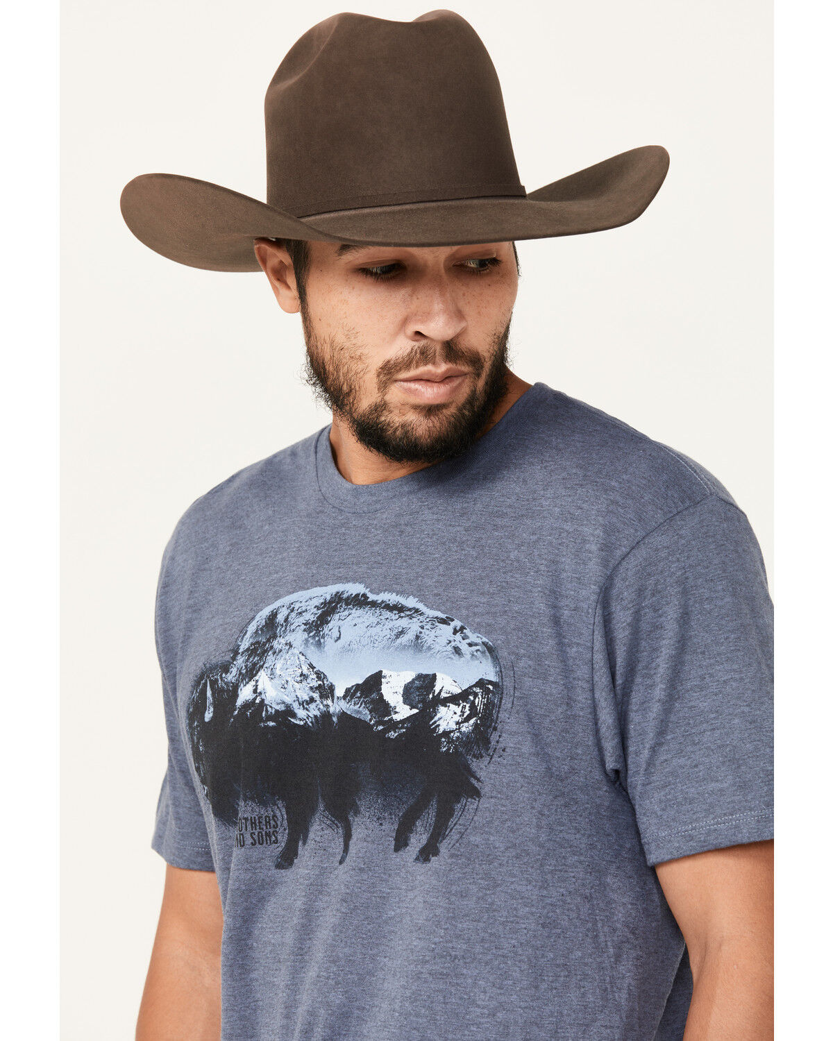 Image #2 - Brothers and Sons Men's Bison Short Sleeve Graphic T-Shirt, Blue, hi-res