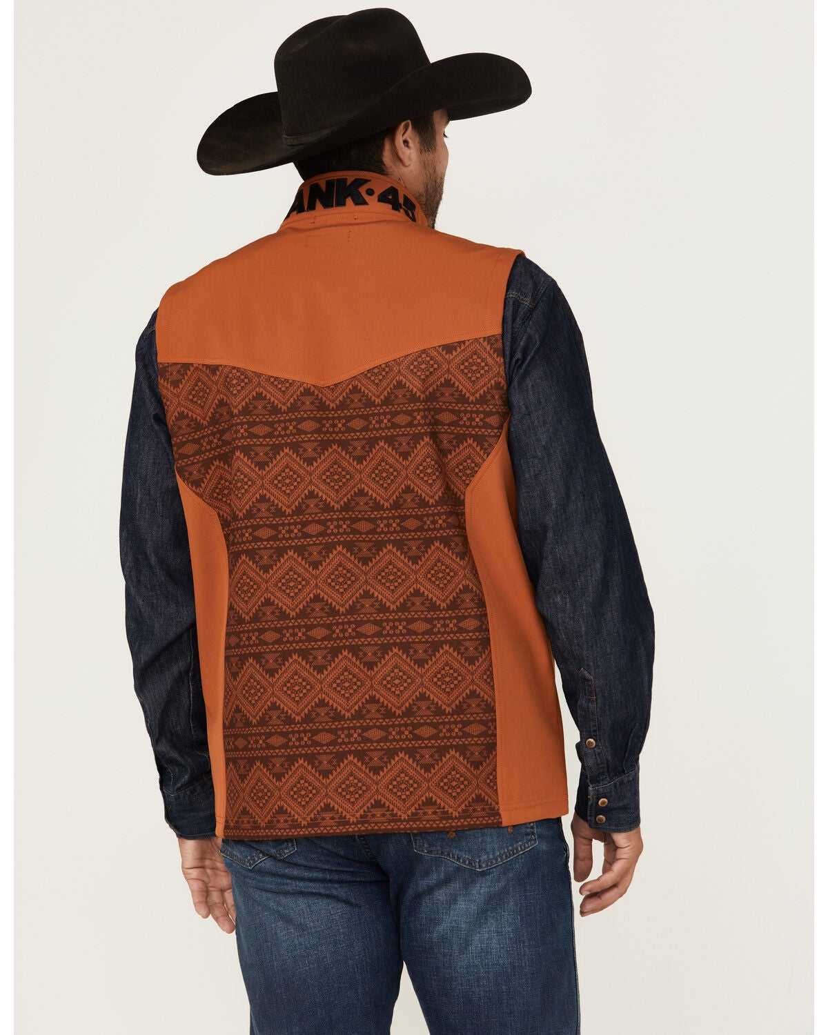 Image #4 - RANK 45&reg; Men's Southwestern Print Color Block Softshell Vest, Brown, hi-res