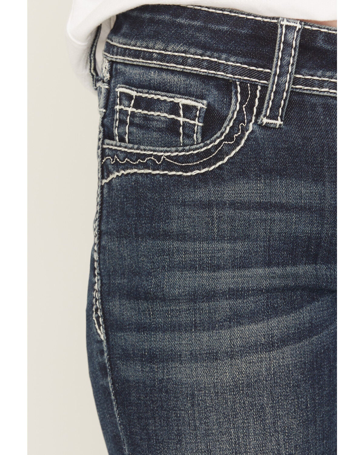 Image #4 - Grace in LA Girls' Embroidered Bootcut Stretch Denim Jeans, Medium Wash, hi-res