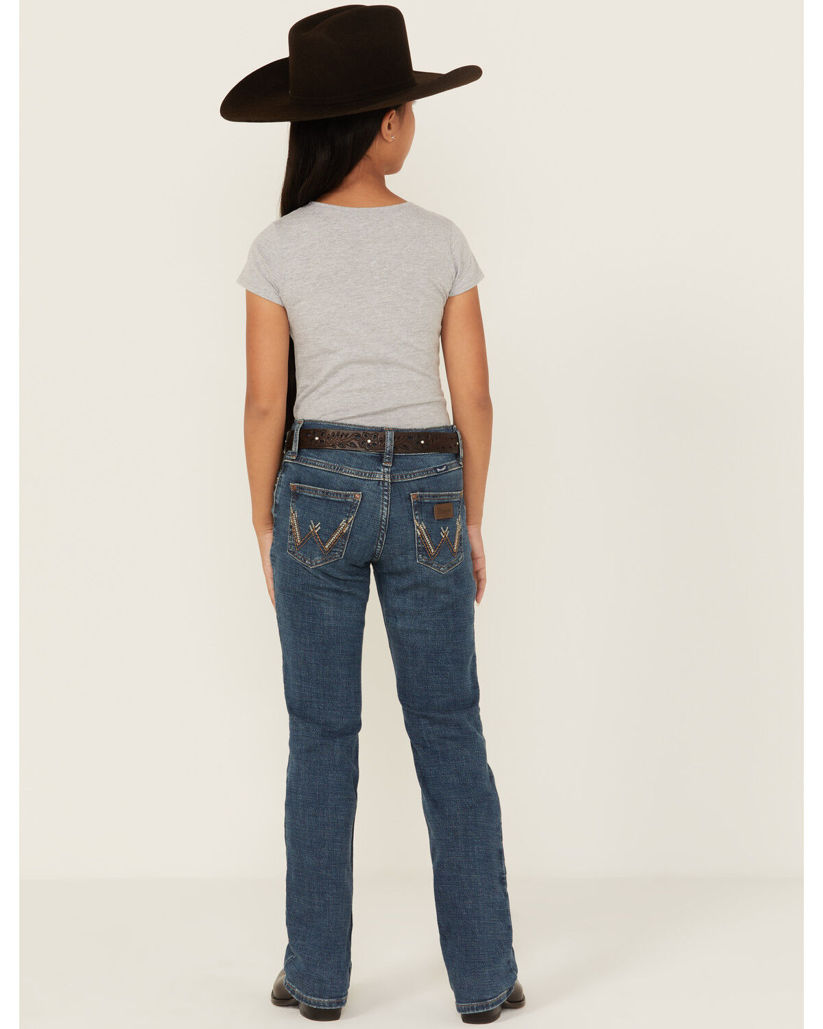 Image #3 - Wrangler Girls' Bootcut Stretch Denim Jeans, Blue, hi-res
